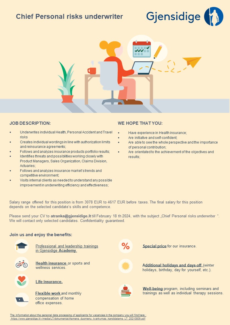 Personal Risks Rnit Chief Personal risks underwriter